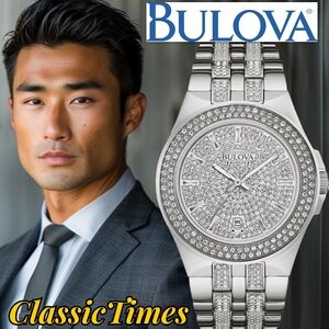 Bulova Men's Silver Diamond Watch